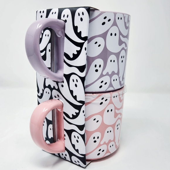 ELUM HOME Cute Halloween Purple & Pink Ghosts Stackable Mugs - Picture 2 of 4